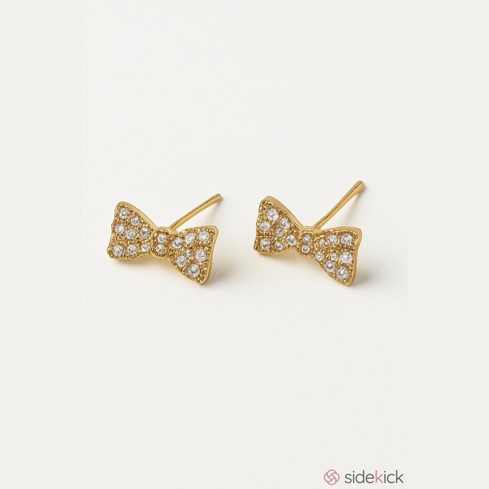 Gold Crystal Bowtie Post Earrings